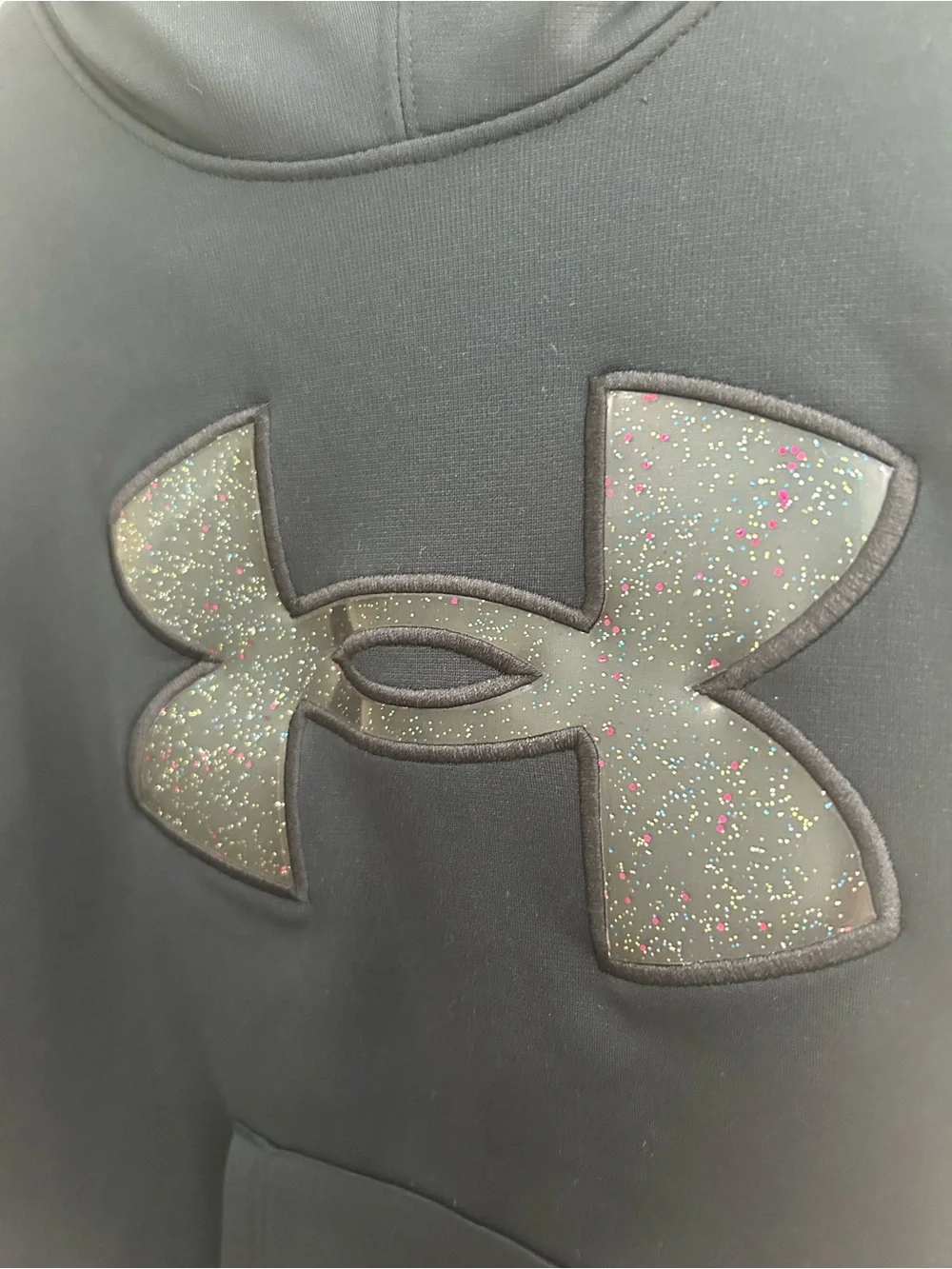 Under Armour hoodie black glitter sparkle logo loose fit
